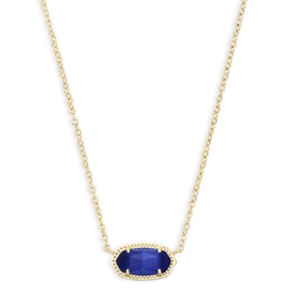 Elisa Gold Pendant Necklace Cobalt Blue Stone